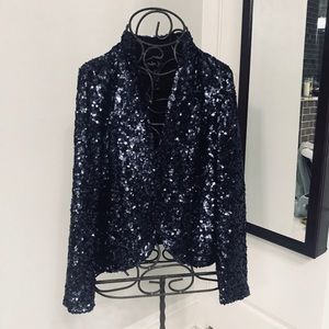 Navy blue sequin blazer